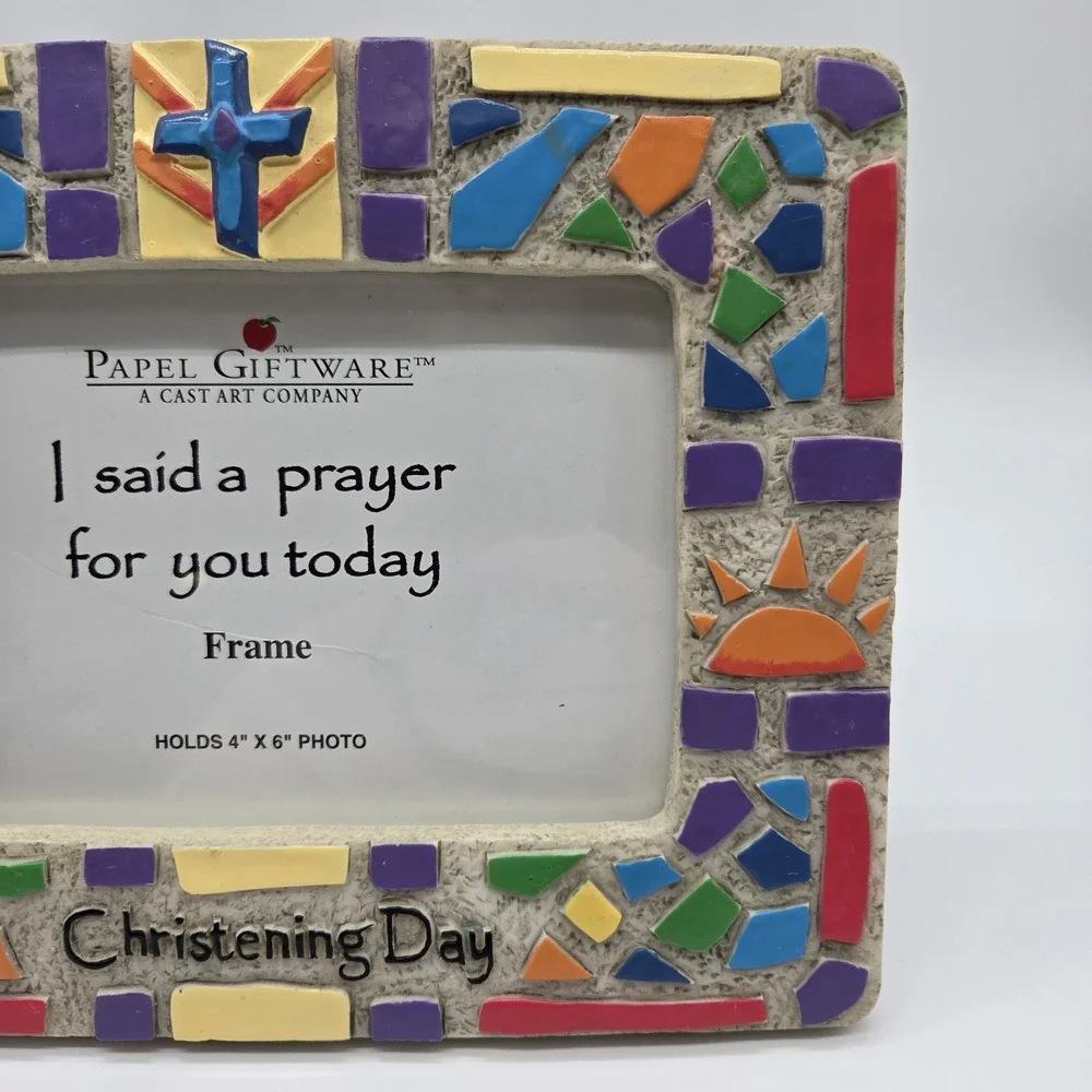 Papel Giftware‎ Christening Day Colorful Mosaic Style Resin Photo Frame 4x6